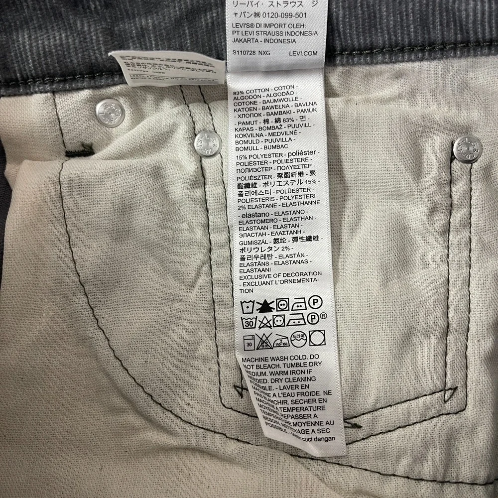 Levi's Pants Men's 32x32 Gray 505 Corduroy Pinwale Regular Fit Straight Preppy